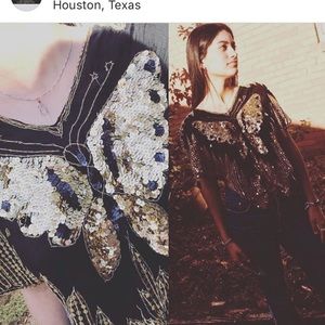 Vintage Sequin Butterfly Top by Shakti